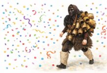 Maschere Italiane: Mamuthones maschera Mamuthones di Mamoiada: pelle di pecora nera, maschera in legno scuro e pesanti campanacci sulla schiena.