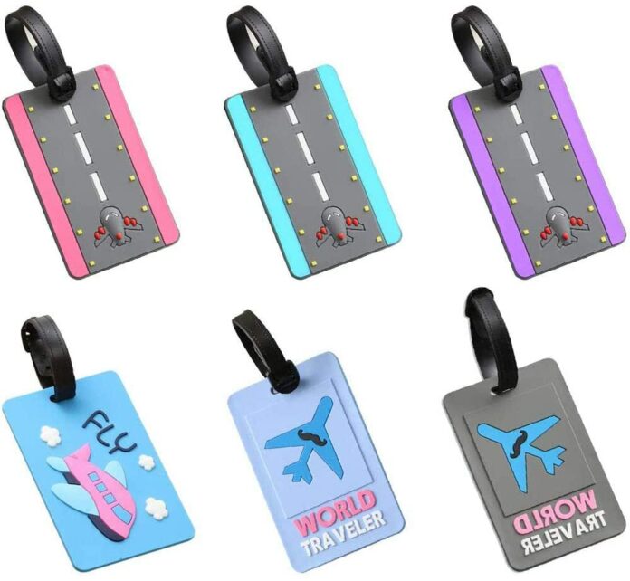 Set 4 Etichette Bagagli Con Custodia Passaporto - Portafoglio Viaggio In Pelle Nero E Rosa - Foto 9